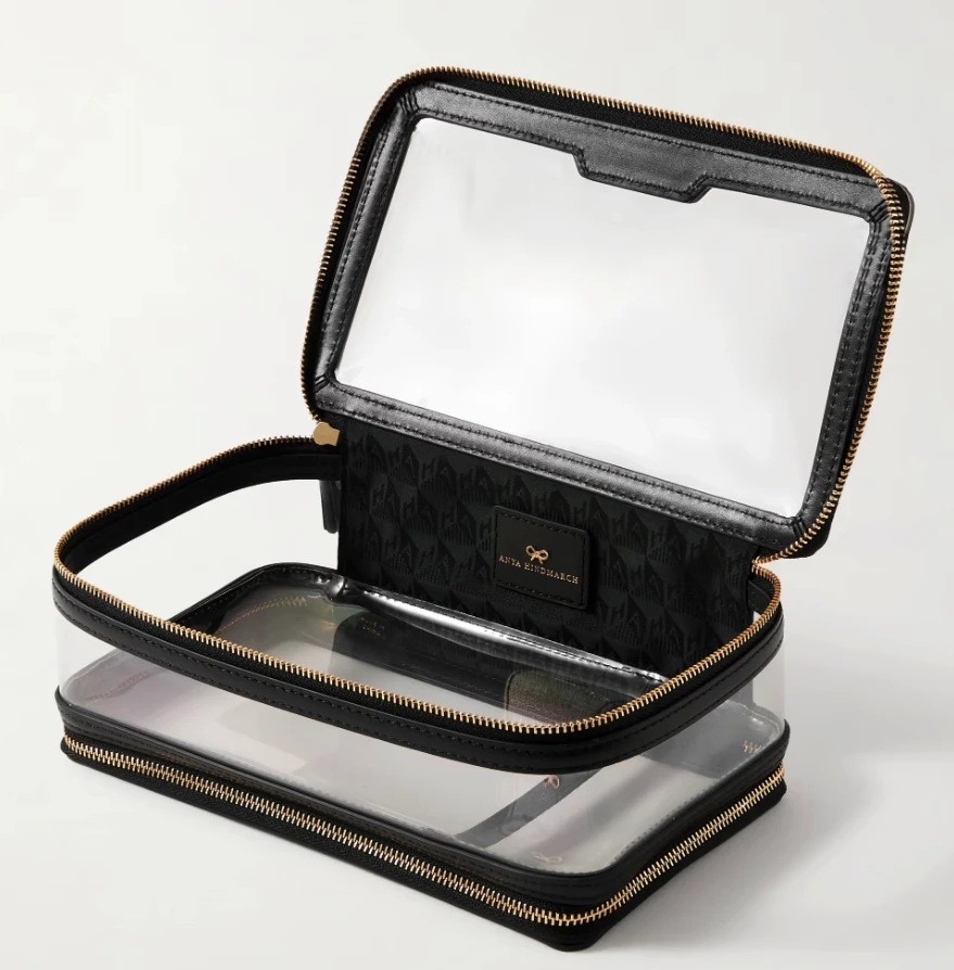 商品Anya Hindmarch|Anya Hindmarch In-Flight 皮革边饰 PVC 化妆包(轻微瑕疵如图),价格¥2494,第4张图片详细描述