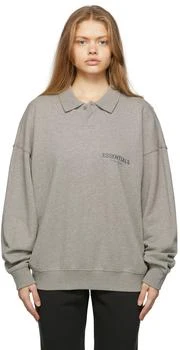 商品Essentials|Grey Long Sleeve Polo ,价格¥575,第1张图片
