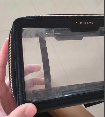 商品Anya Hindmarch|Anya Hindmarch In-Flight 皮革边饰 PVC 化妆包(轻微瑕疵如图),价格¥2494,第5张图片详细描述