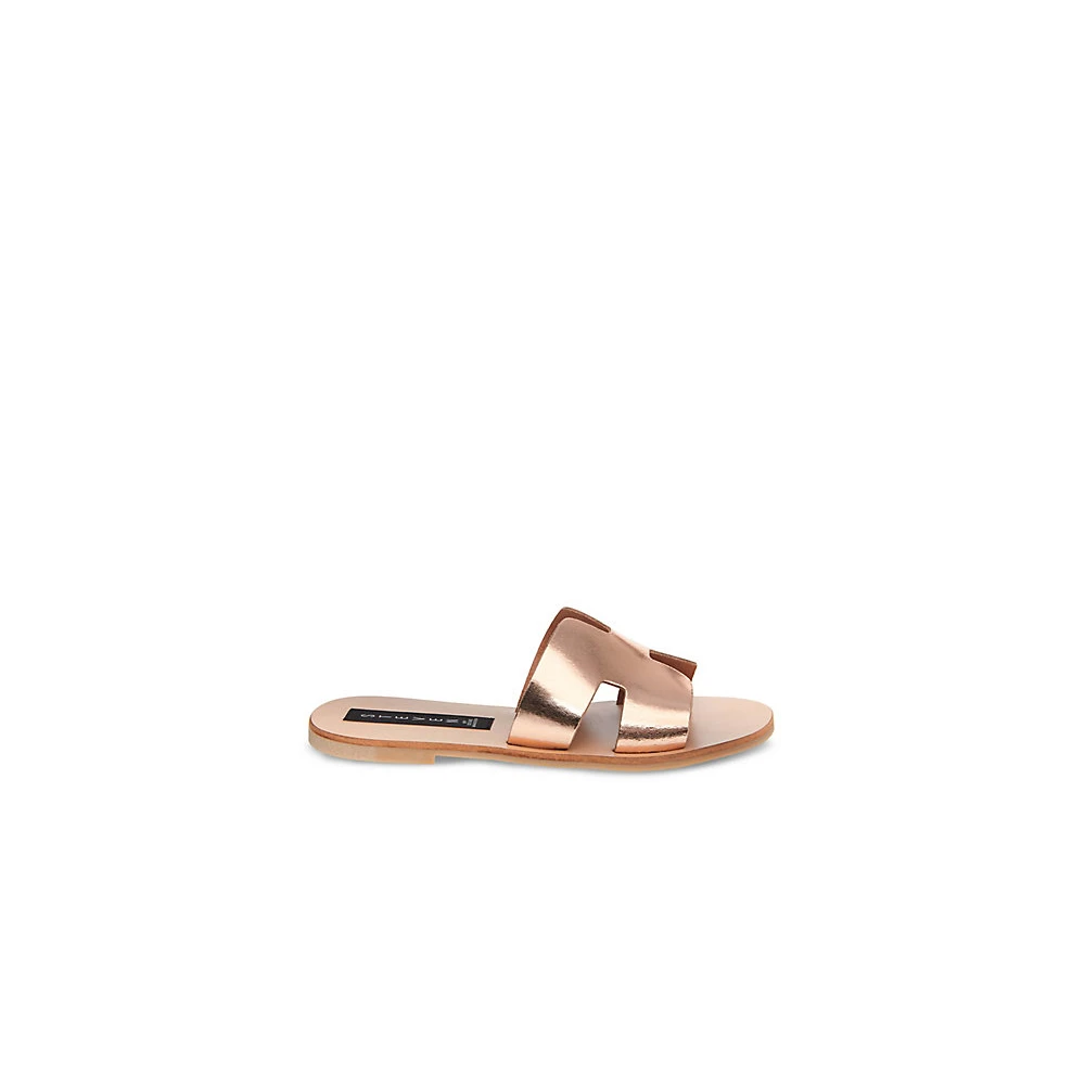 商品Steve Madden|包邮 | 女式GREECE玫瑰金真皮休闲拖鞋 爱马仕同款 沙滩鞋（预计一周发货）【Z洛杉矶直发】,价格¥572,第2张图片详细描述