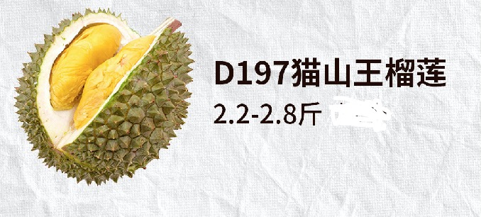 D197猫山王榴莲*2 （2.2-2.8斤/个）每份约499元 （20份）仅供应上海地区商品第3张图片规格展示