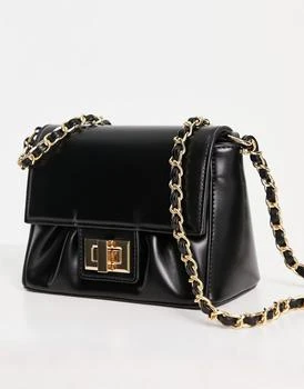 商品ASOS|ASOS DESIGN ruched cross body bag with chain strap in black,价格¥219,第4张图片详细描述