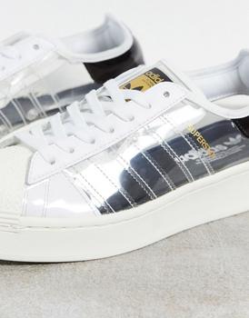 adidas Originals Superstar bold trainers with transparent panels in white商品第2张图片规格展示