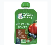 商品Gerber|Organic Baby Food, Apple Blueberry Spinach Apples Blueberries & Spinach,价格¥16,第1张图片