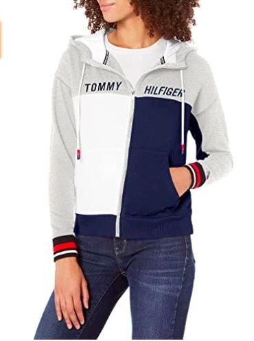 商品Tommy Hilfiger|女款拼色拉链连帽衫｜包邮 【Z洛杉矶直发】,价格¥387,第1张图片