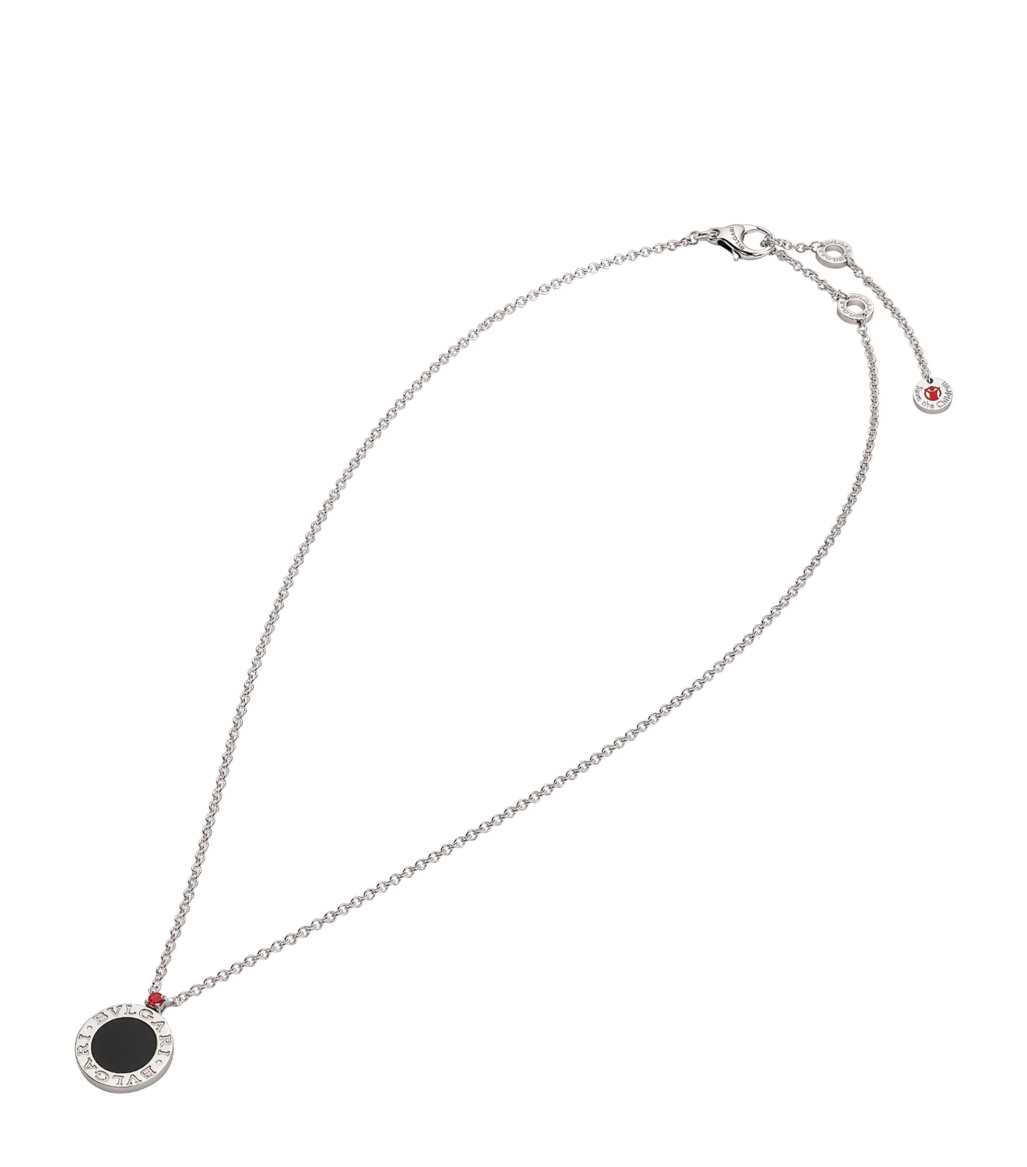 商品BVLGARI|Sterling Silver, Onyx And Ruby Save The Children Anniv Necklace（CL858702）,价格¥5536,第1张图片