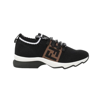 商品Fendi|女士黑色皮革拼接FF印花休闲鞋运动鞋,价格¥3768,第1张图片