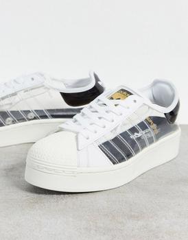 adidas Originals Superstar bold trainers with transparent panels in white商品第1张图片规格展示