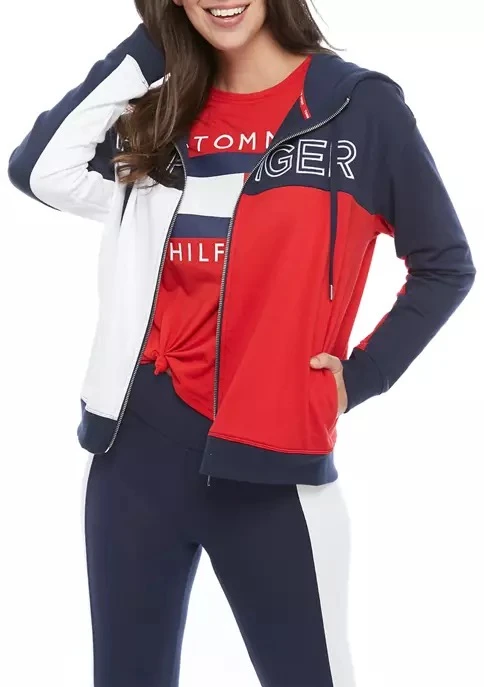 商品Tommy Hilfiger|女式拼色拉链连帽衫 ｜ 【Z洛杉矶直发】,价格¥379,第1张图片