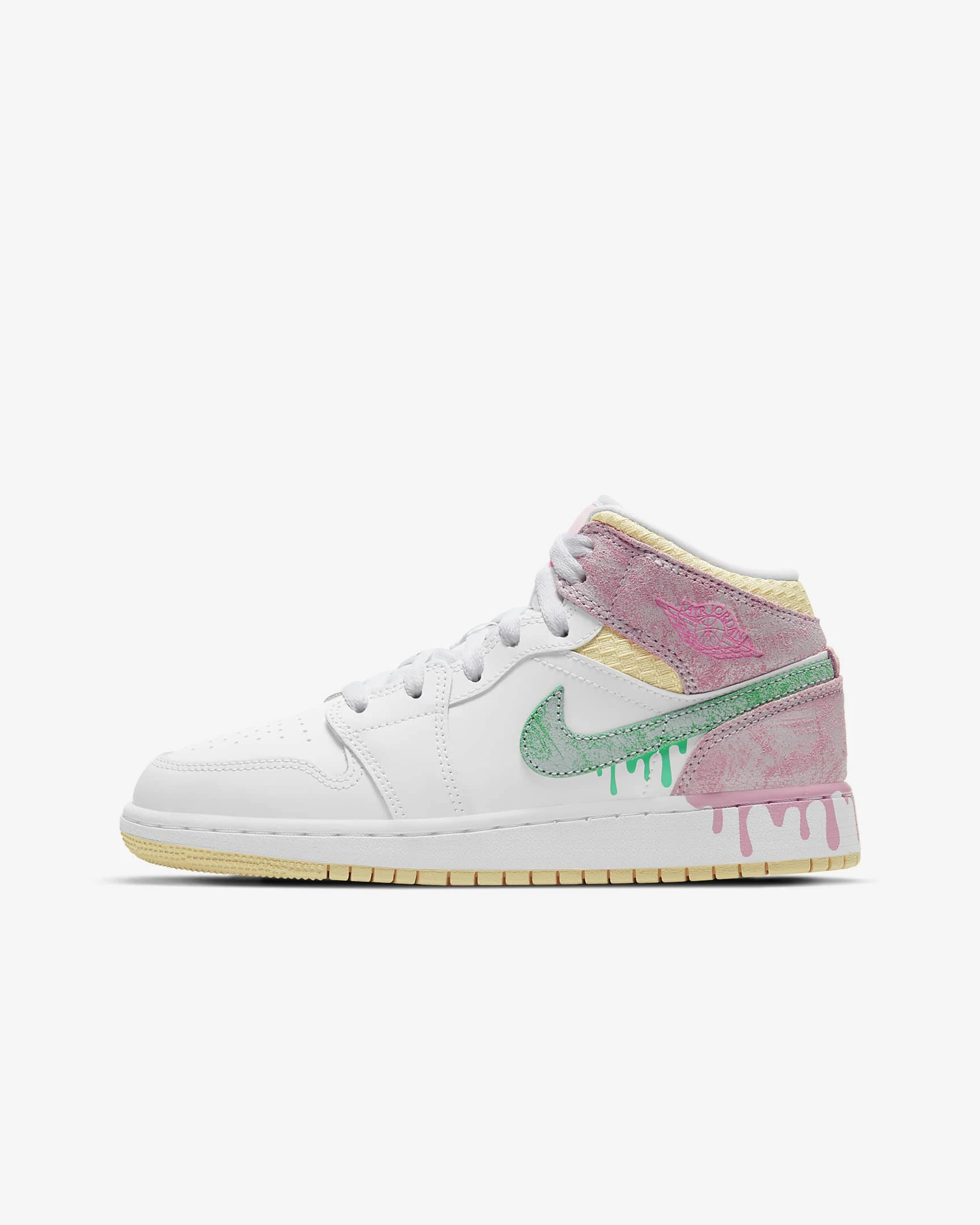 商品NIKE|Air Jondan 1 Mid GS AJ1 冰淇淋 DD1666-100大童鞋【G洛杉矶直发】,价格¥1134,第1张图片