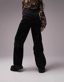 商品Topshop|Topshop Baggy jeans with knee rips in washed black ,价格¥157,第3张图片详细描述
