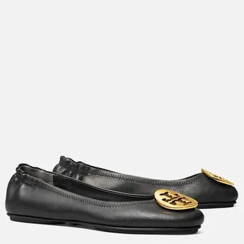 商品Tory Burch|Tory Burch Women's Minnie Travel Leather Ballet Flats - Black/Gold ,价格¥1351,第3张图片详细描述