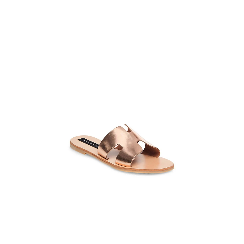 商品Steve Madden|包邮 | 女式GREECE玫瑰金真皮休闲拖鞋 爱马仕同款 沙滩鞋（预计一周发货）【Z洛杉矶直发】,价格¥572,第1张图片