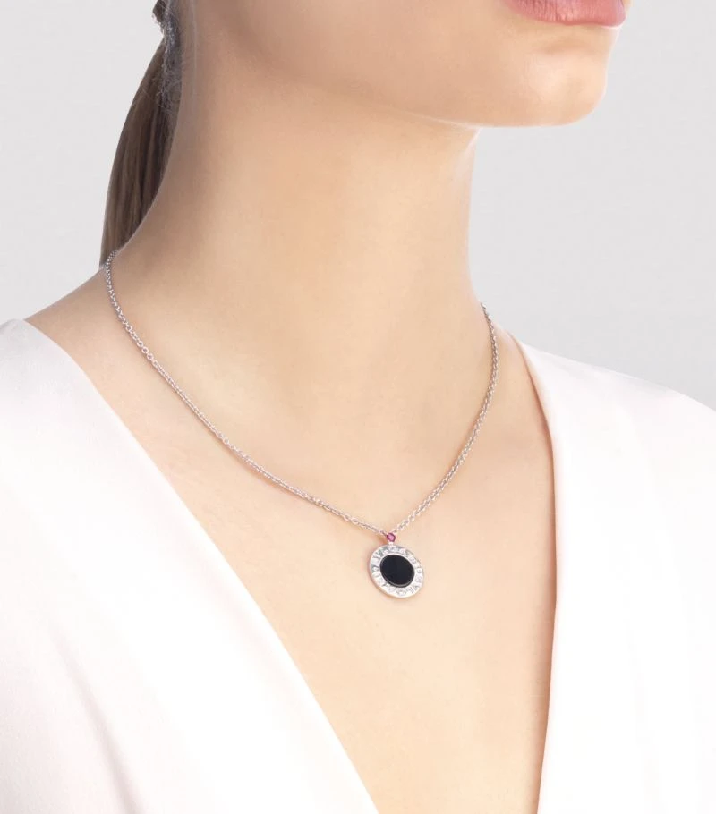 商品BVLGARI|Sterling Silver, Onyx And Ruby Save The Children Anniv Necklace（CL858702）,价格¥5536,第2张图片详细描述