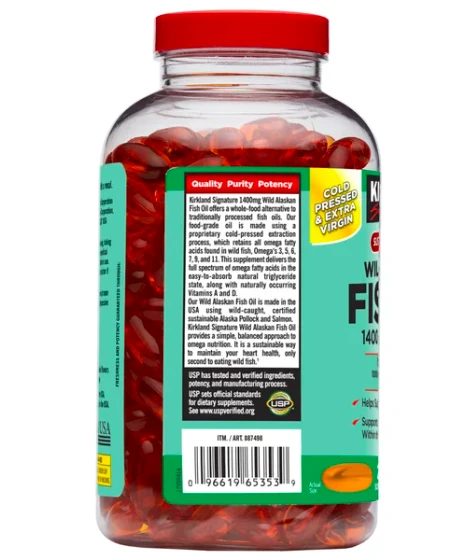 商品Kirkland|美国直邮Kirkland 柯克兰阿拉斯加深海野生鱼油软胶囊1400mg230粒,价格¥223,第2张图片详细描述