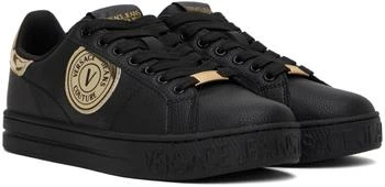 商品Versace|Black Court 88 V-Emblem Sneakers,价格¥1316,第3张图片详细描述