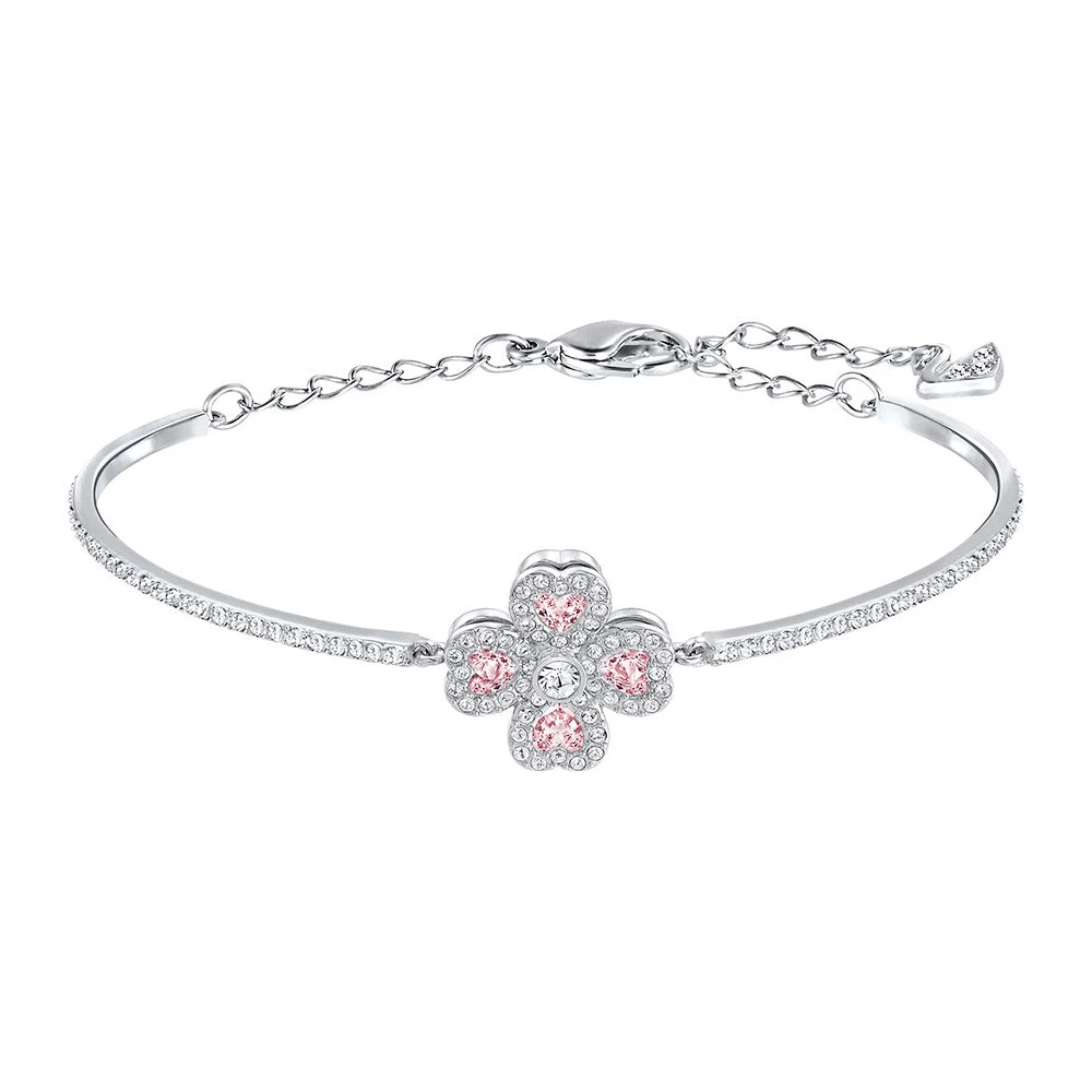 商品Swarovski|包邮｜施华洛世奇2016年新款Deary银色项链浅紫色水晶双层可旋转四叶草手镯 手链 5250725（预计 1 周发货）【Z洛杉矶直发】,价格¥832,第1张图片