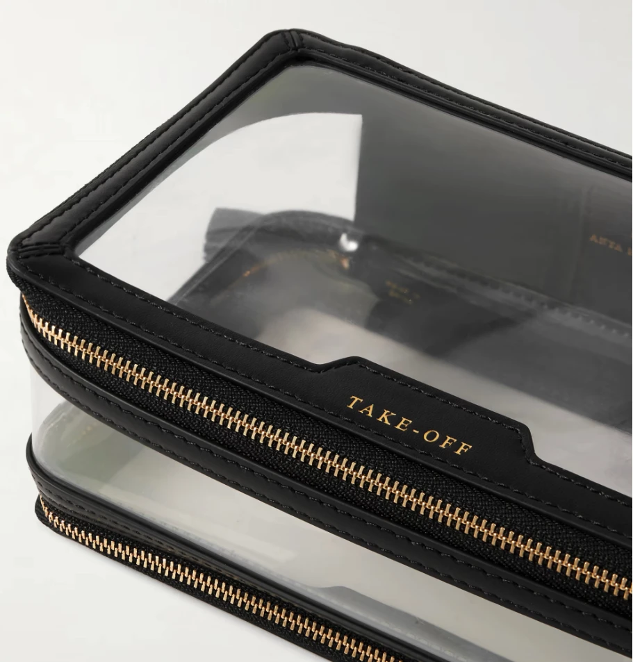 商品Anya Hindmarch|Anya Hindmarch In-Flight 皮革边饰 PVC 化妆包(轻微瑕疵如图),价格¥2494,第3张图片详细描述