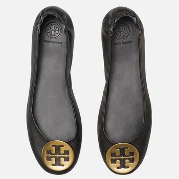 Tory Burch  | Tory Burch Women's Minnie Travel Leather Ballet Flats - Black/Gold  1275.83元 商品图片