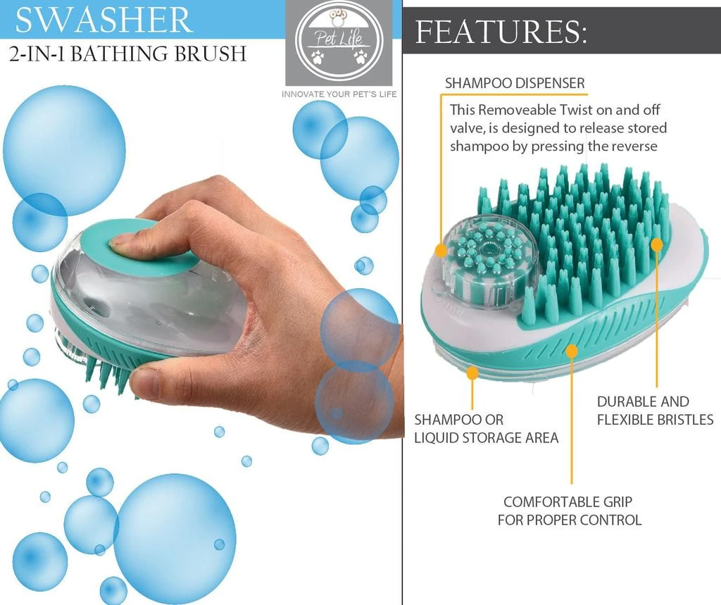 'Swasher' Shampoo Dispensing Massage and Bathing Brush 商品