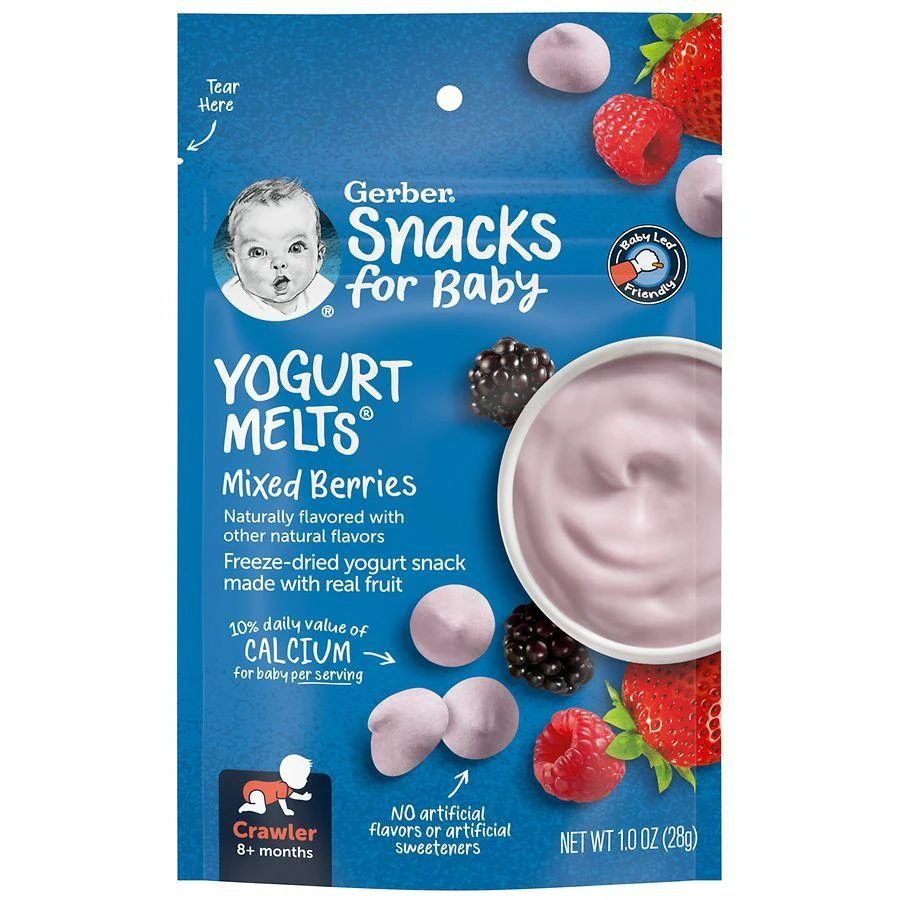 商品Gerber|婴儿3段辅食混合梅子口味酸奶溶豆 28g,价格¥38,第1张图片