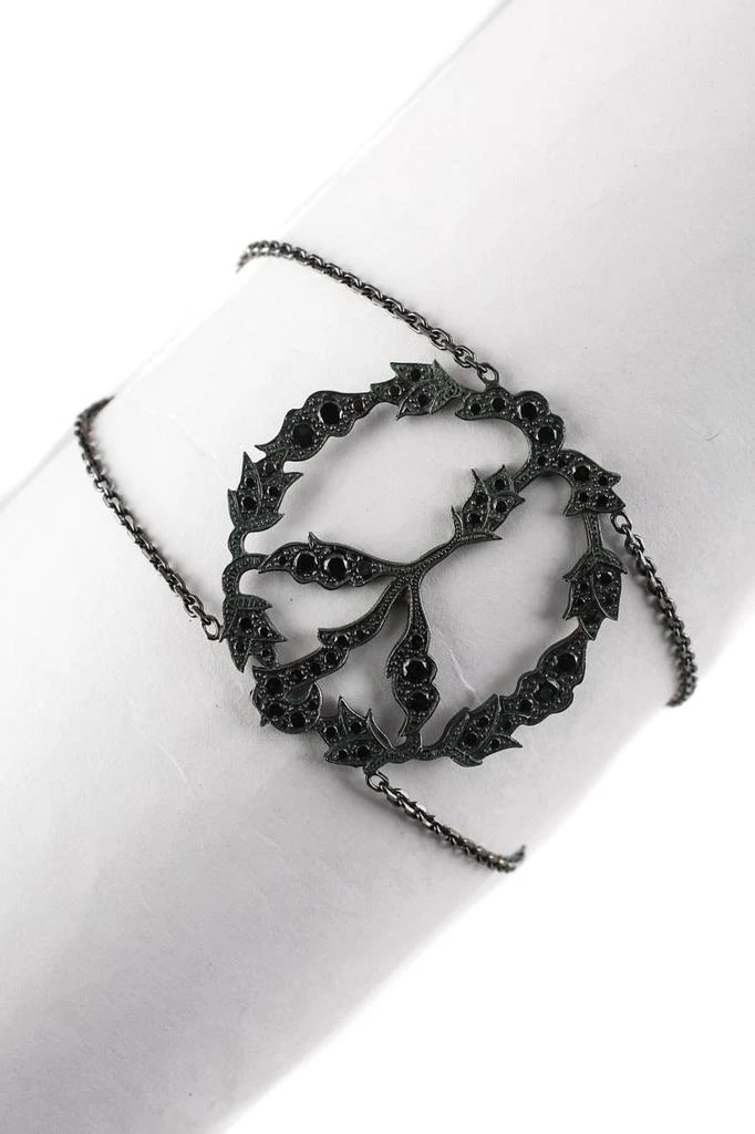 商品[二手商品] Designer|Black Diamond Sterling Silver Peace Sign Bracelet,价格¥19065,第1张图片