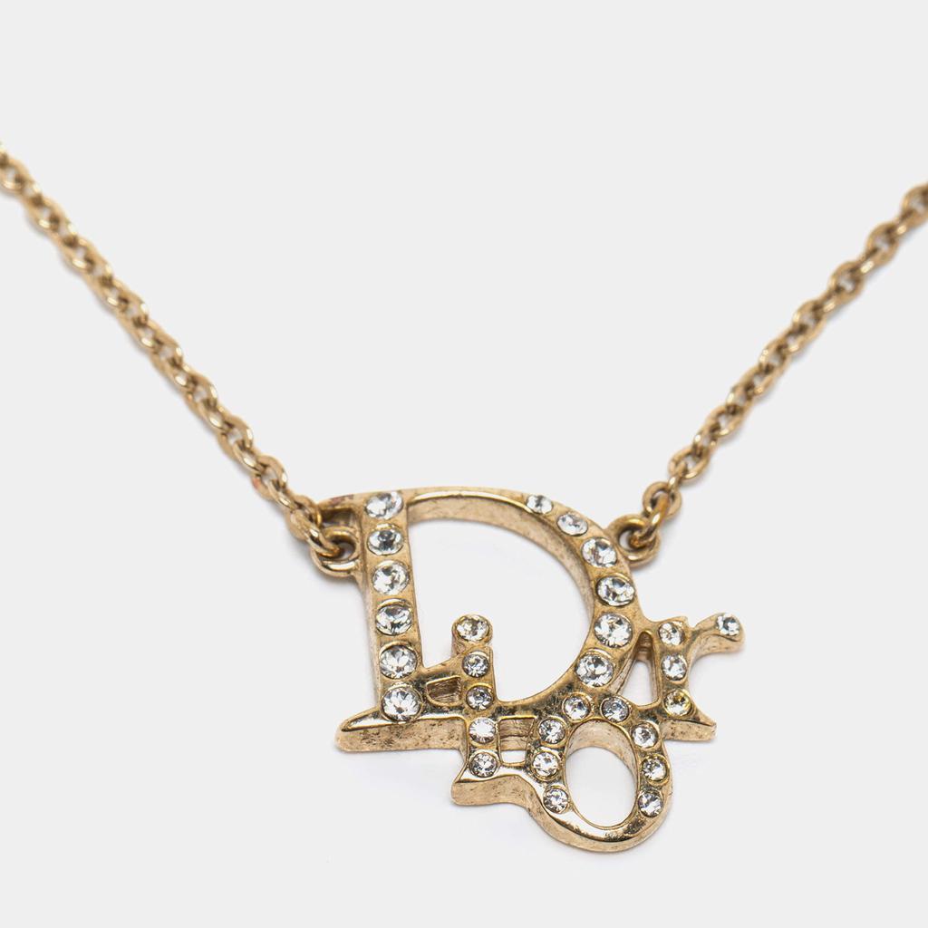 商品[二手商品] Dior|Dior Oblique Crystal Gold Tone Necklace,价格¥1889,第5张图片详细描述