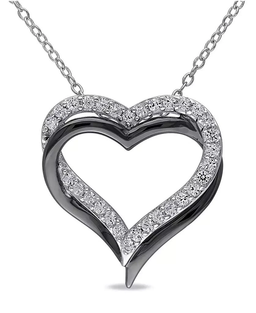 商品Macy's|Lab Grown White Sapphire (5/8 ct. t.w.) Sterling Silver, Heart Necklace,价格¥468,第1张图片