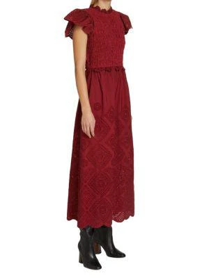 商品Sea|Vienne Eyelet Smocked Midi Dress,价格¥1091,第3张图片详细描述