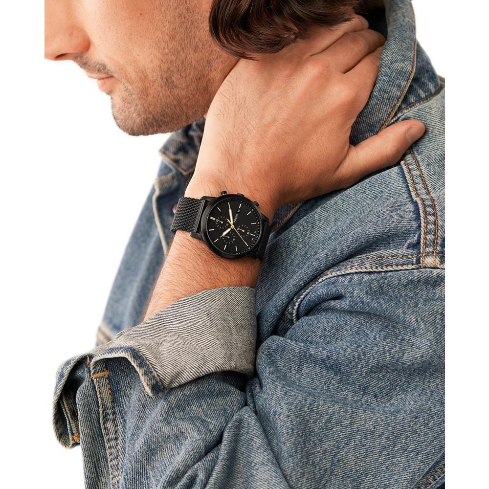 Men's Minimalist Black Stainless Steel Mesh Watch, 42mm商品第4张图片规格展示