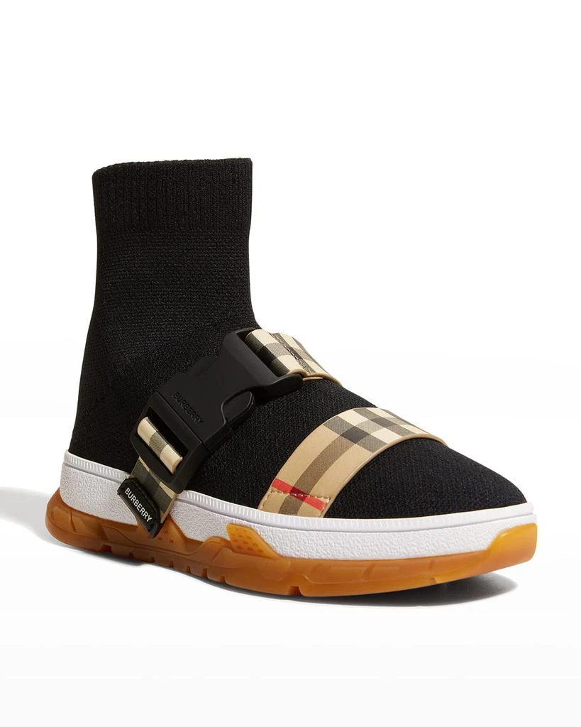 商品Burberry|Kid's K1-Union Vintage Check Sock Sneakers, Toddler/Kids,价格¥1628,第2张图片详细描述