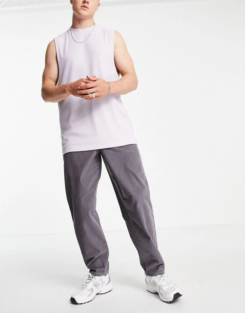 商品ASOS|ASOS DESIGN balloon fit trousers in charcoal cord,价格¥141,第3张图片详细描述