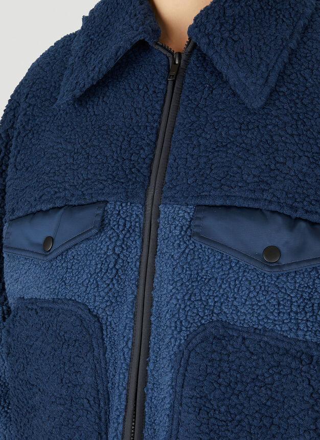 Colour Block Fleece Jacket in Bllue商品第5张图片规格展示
