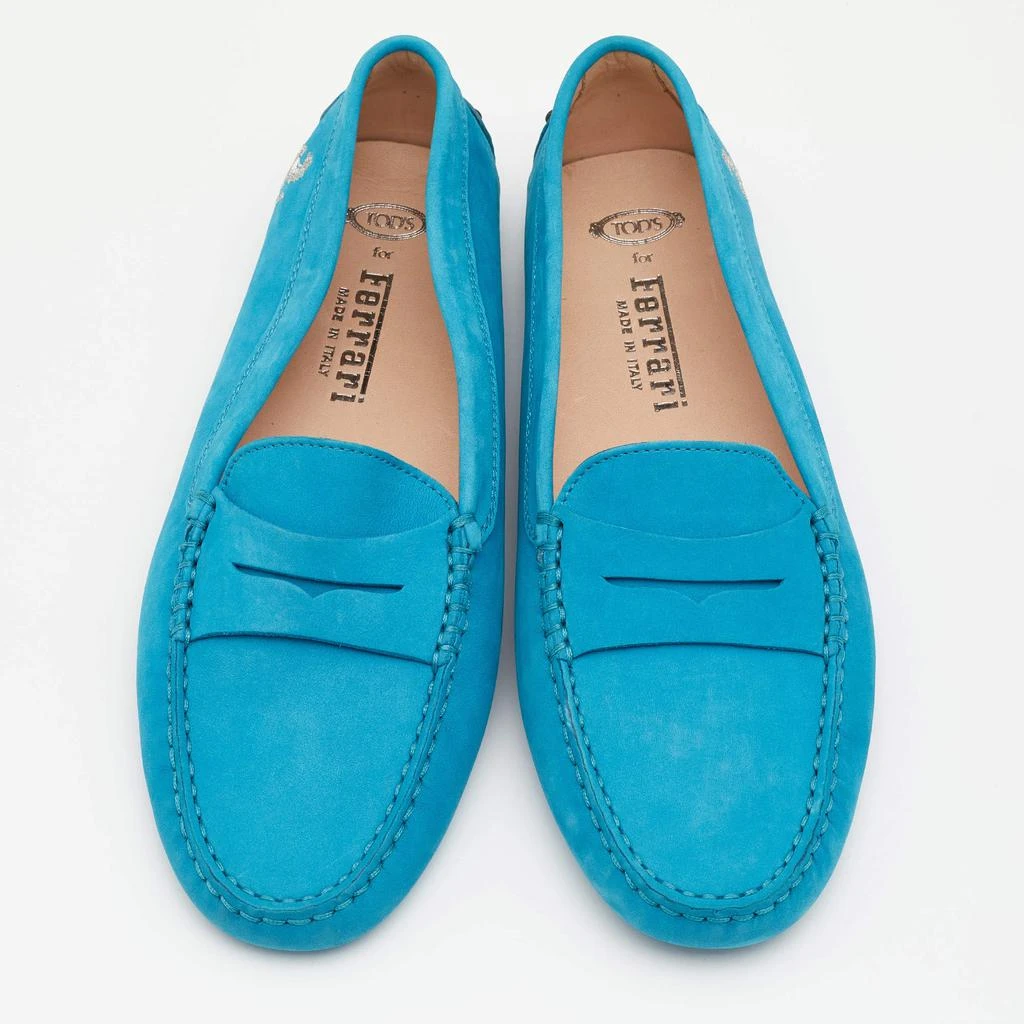 商品[二手商品] Tod's|Tod's for Ferrari Blue Nubuck Leather Slip On Loafers Size 38,价格¥1396,第3张图片详细描述