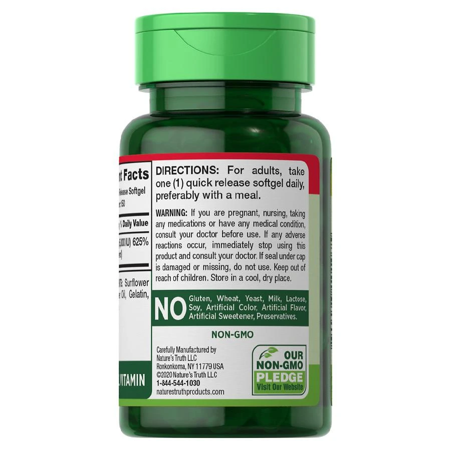 商品Nature's Truth|High Potency Vitamin D3 125 mcg (5,000 IU),价格¥45,第2张图片详细描述