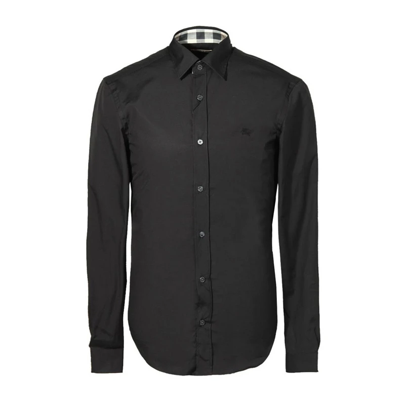 商品Burberry|Burberry 博柏利 男士黑色翻领长袖衬衫 3773813,价格¥840,第1张图片