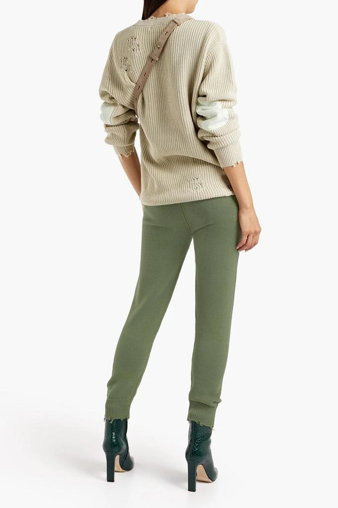 商品SER.O.YA|Ida faux suede-trimmed distressed cotton track pants,价格¥330,第3张图片详细描述