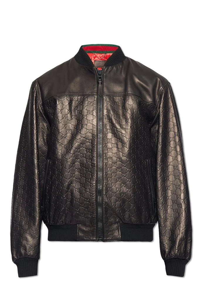 商品Gucci|Gucci GG Embossed Leather Bomber Jacket,价格¥27080,第1张图片