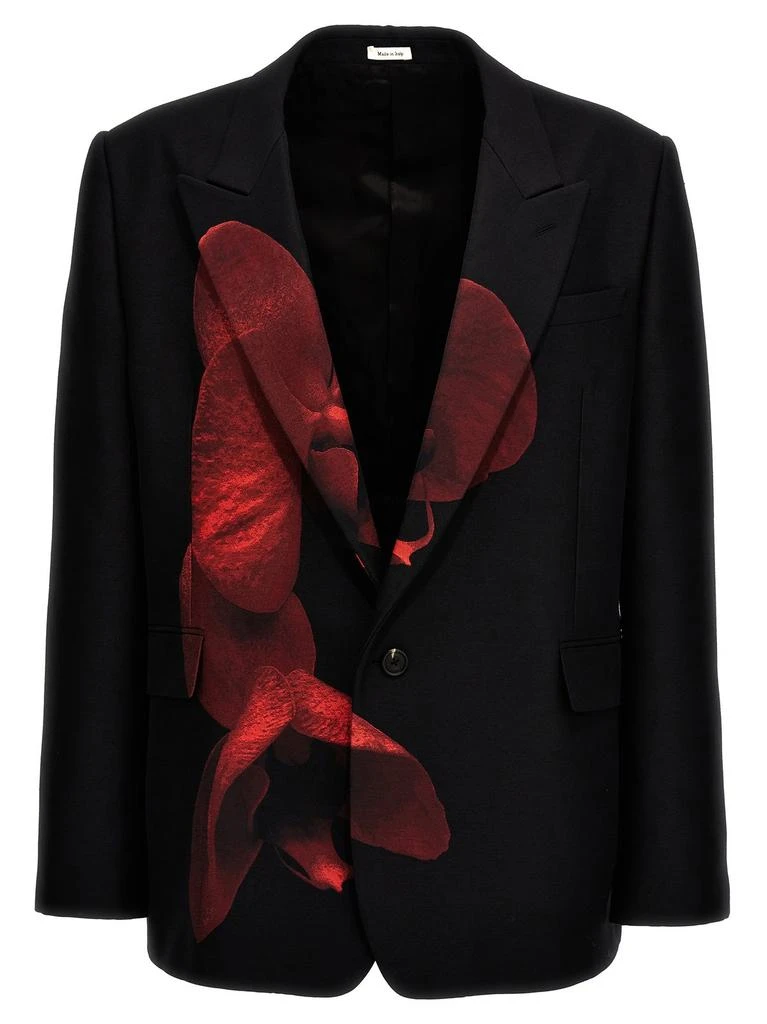 商品Alexander McQueen|Alexander McQueen Ink Flower Single-Breasted Blazer,价格¥21029,第1张图片