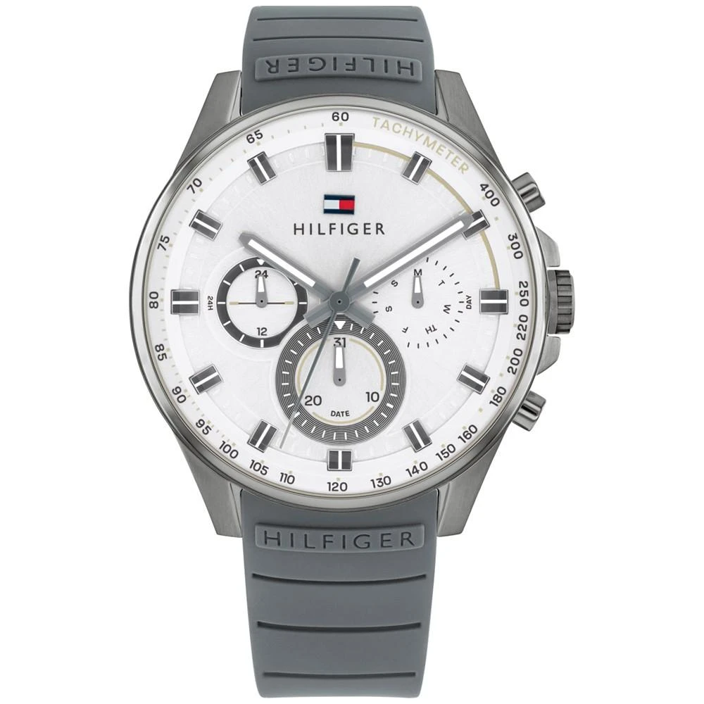 商品Tommy Hilfiger|Men's Gray Silicone Strap Watch 44mm,价格¥1117,第1张图片