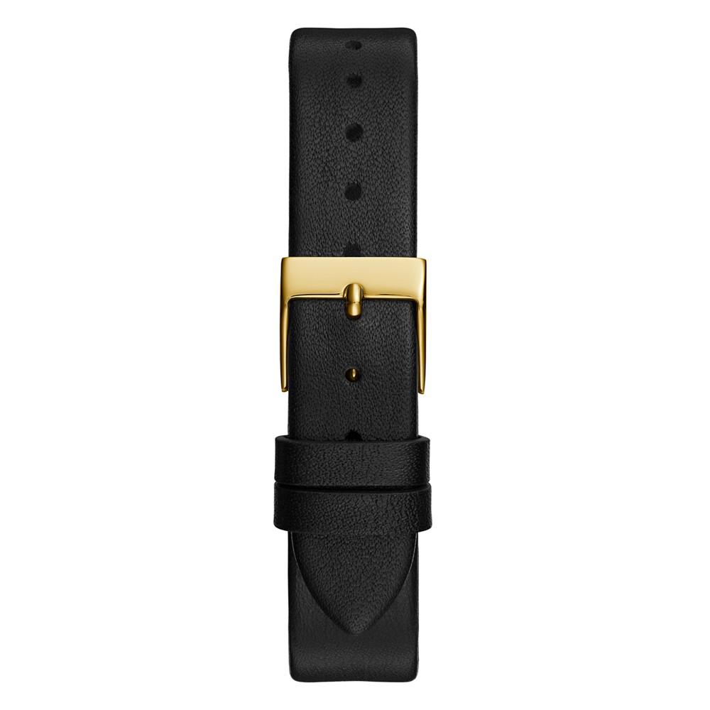 Women's Quartz Gold-Tone Glitz Black Leather Strap Watch 32mm商品第3张图片规格展示