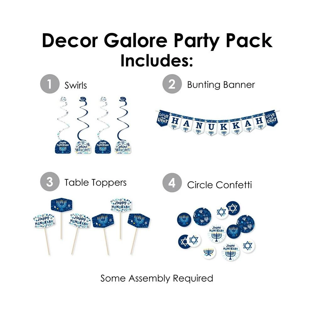 商品Big Dot of Happiness|Hanukkah Menorah - Chanukah Holiday Party Supplies Decoration Kit - Decor Galore Party Pack - 51 Pieces,价格¥246,第2张图片详细描述