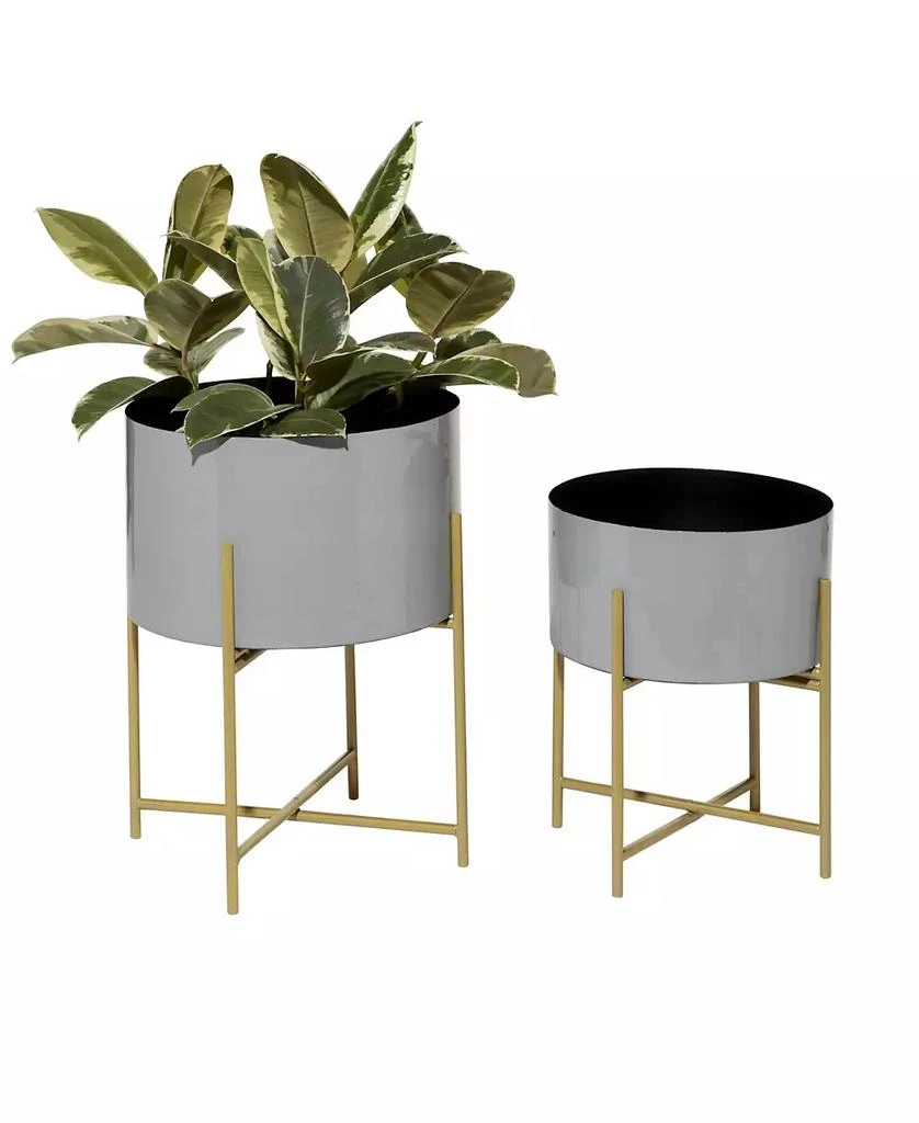 商品Rosemary Lane|Set of 2 Grey Metal Contemporary Planter, 12.5" x 16",价格¥534,第5张图片详细描述