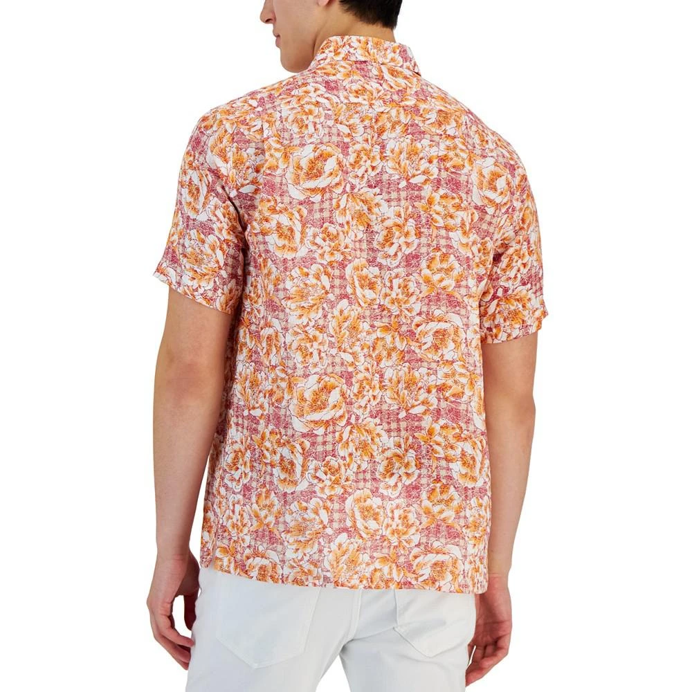 商品Club Room|Men's Theora Garden Check Floral Linen Short-Sleeve Pocket Shirt, Created for Macy's,价格¥124,第2张图片详细描述