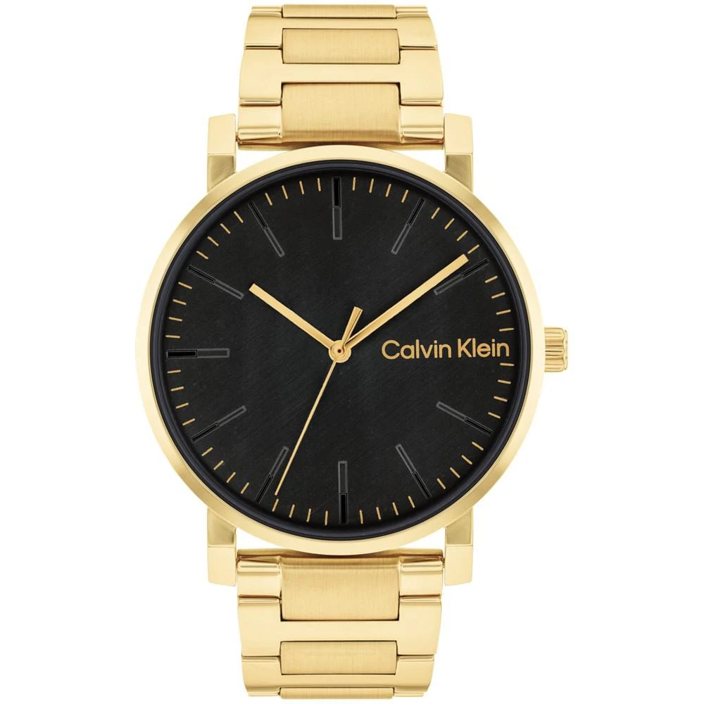 商品Calvin Klein|Men's 3-Hand Gold-Tone Stainless Steel Bracelet Watch 43mm,价格¥1356,第1张图片