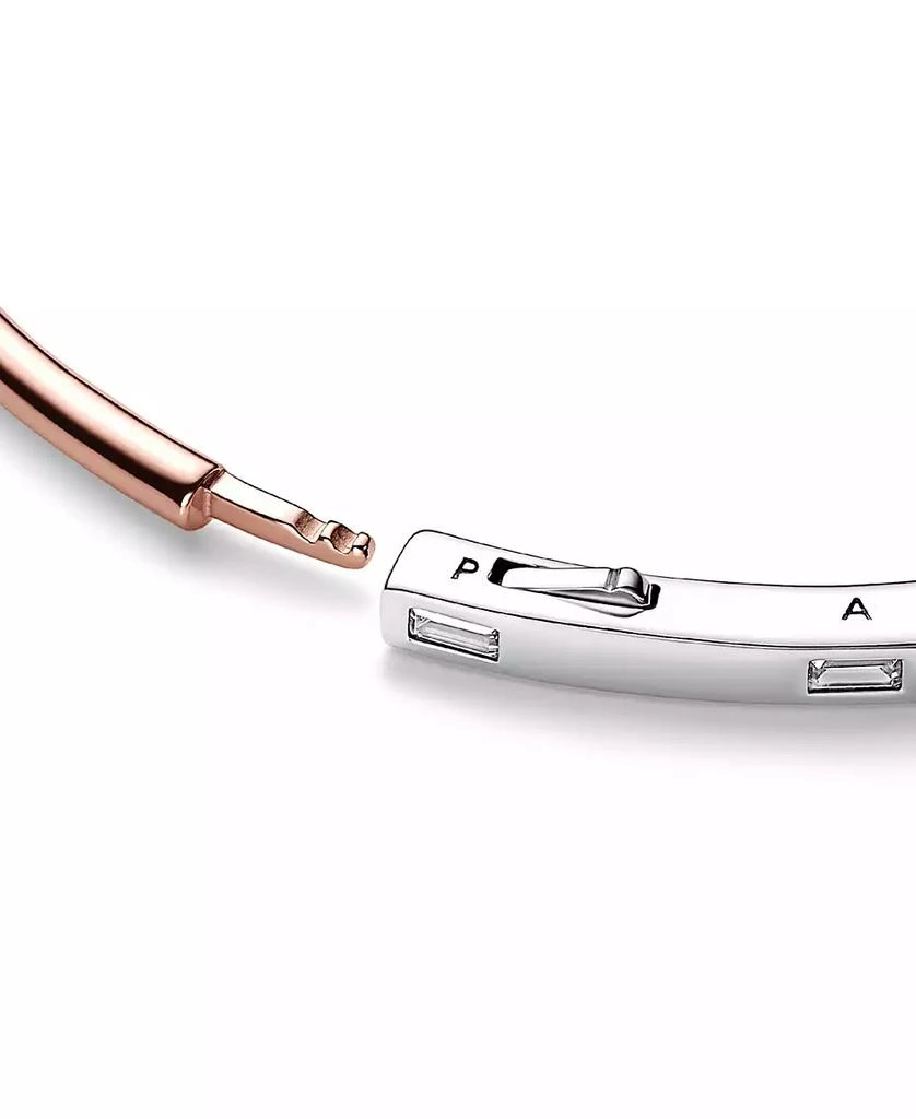 商品PANDORA|Signature 14K Rose Gold-Plated and Sterling Silver Two-Tone I-D Pave Bangle Bracelet,价格¥969,第2张图片详细描述