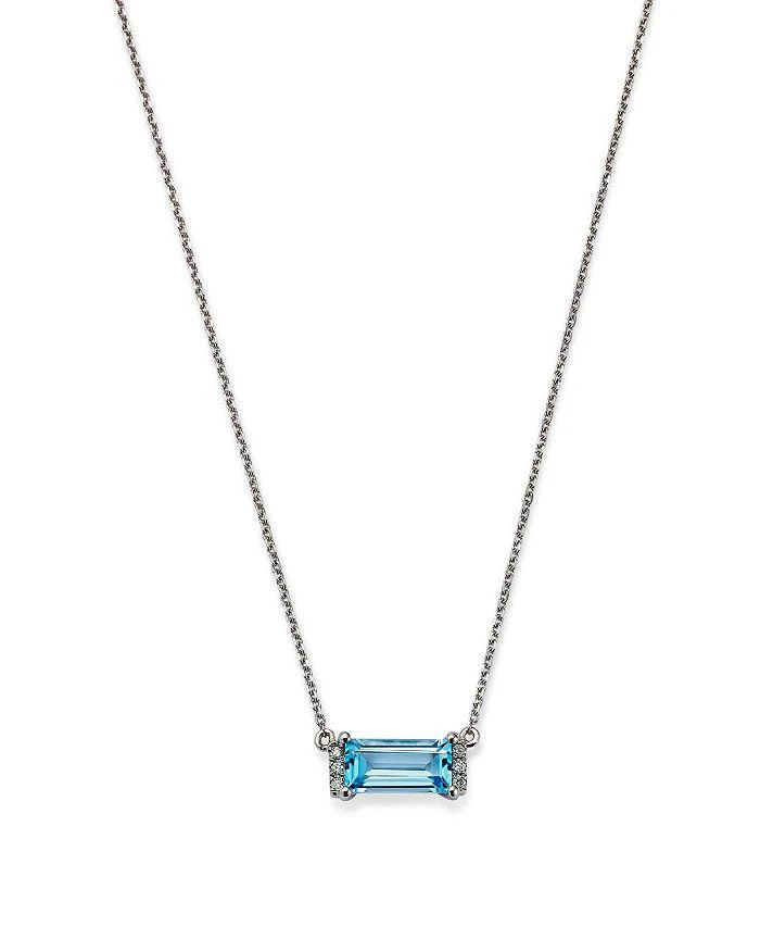 商品Bloomingdale's|Blue Topaz & Diamond Accent Bar Necklace in 14K White Gold, 16-18" - 100% Exclusive,价格¥3409,第1张图片