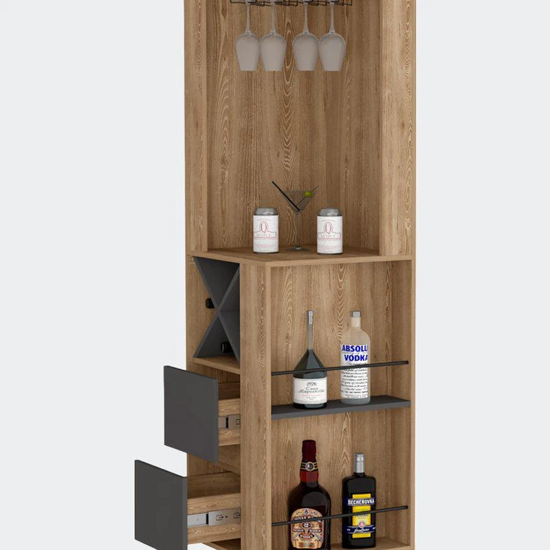 商品FM Furniture|Ziton Corner Bar Cabinet, Two External Shelves, Two Drawers, Four Wine Compartments,价格¥2427,第1张图片