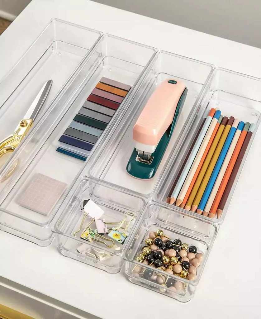 Miles Plastic Stackable Office Desk Drawer Organizers, Various Sizes, 6 Compartments 商品