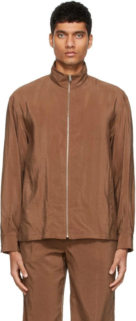 商品Lemaire|SSENSE Exclusive Brown Silk Zip Bomber Jacket,价格¥2190,第1张图片